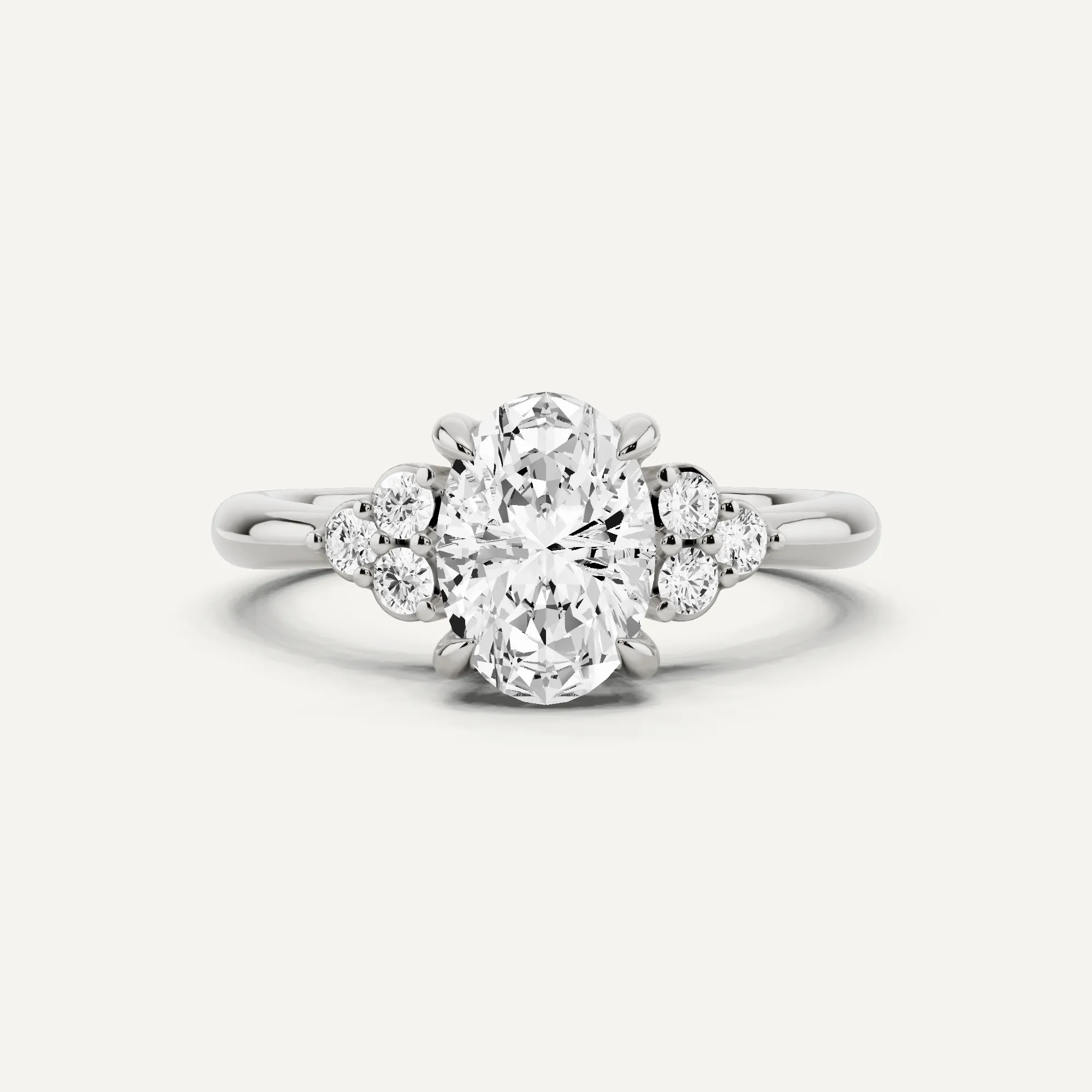 1 1/6 ctw Oval Diamond Side Stone Engagement Ring