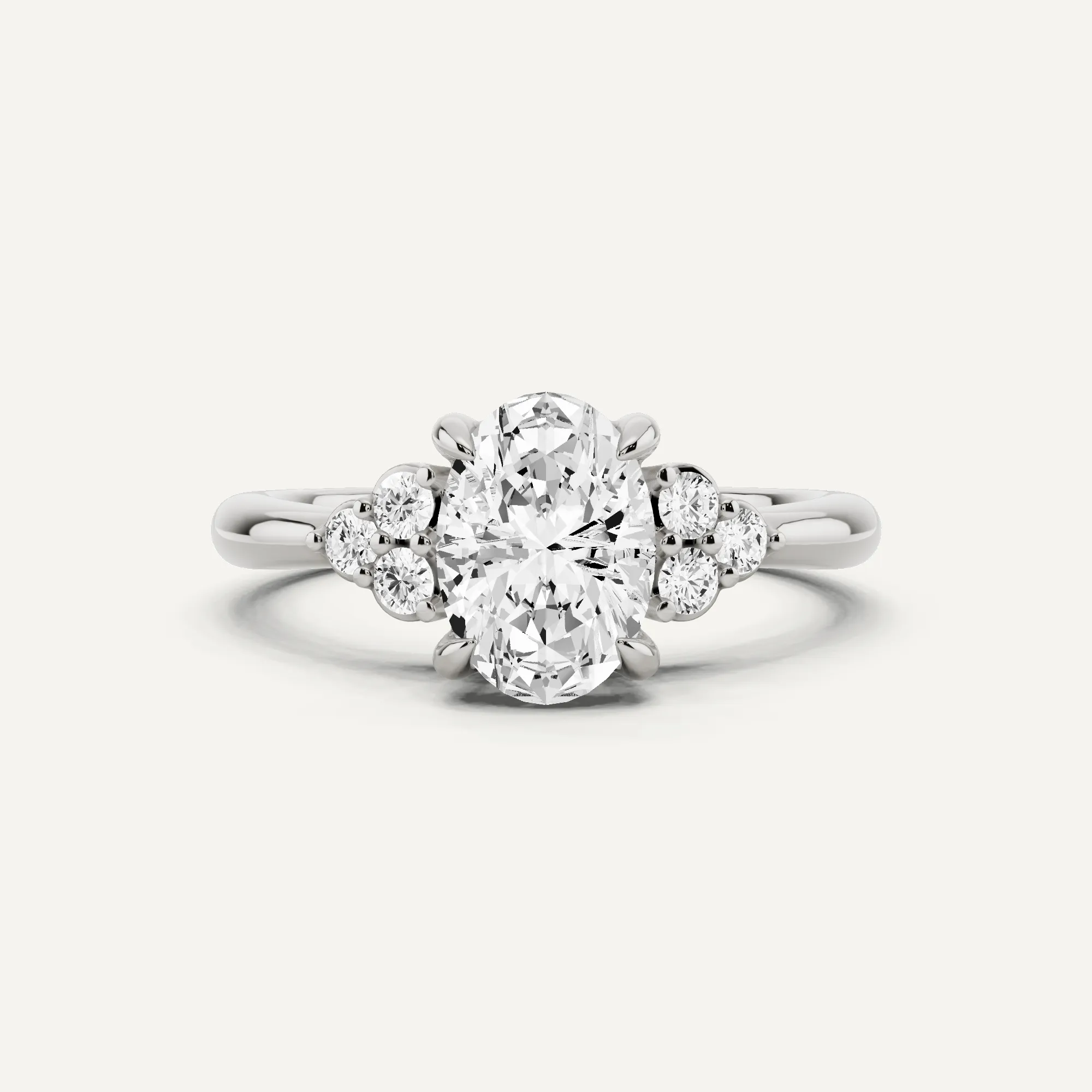 1 1/6 ctw Oval Diamond Side Stone Engagement Ring