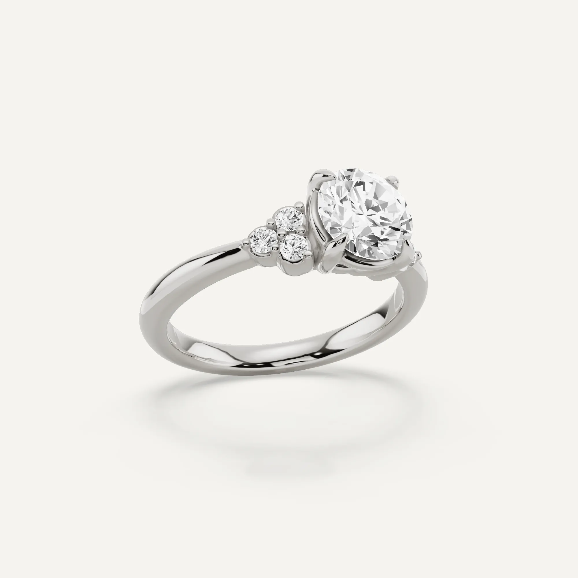 1 1/6 ctw Round Diamond Side Stone Engagement Ring