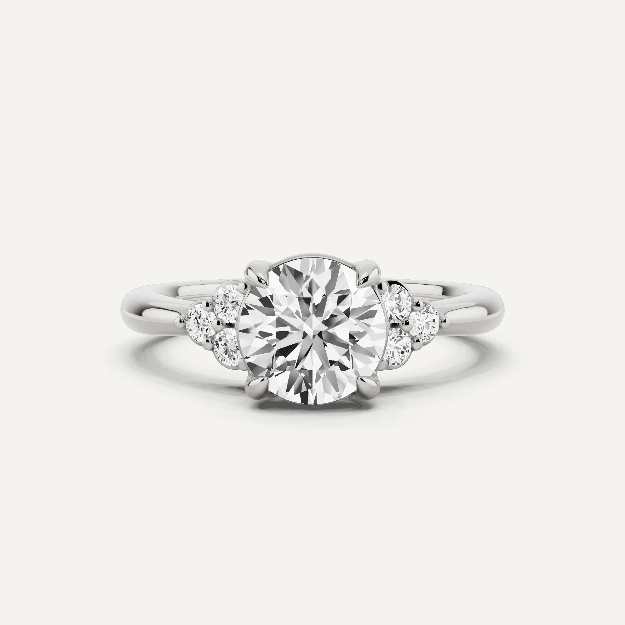 1 1/6 ctw Round Diamond Side Stone Engagement Ring