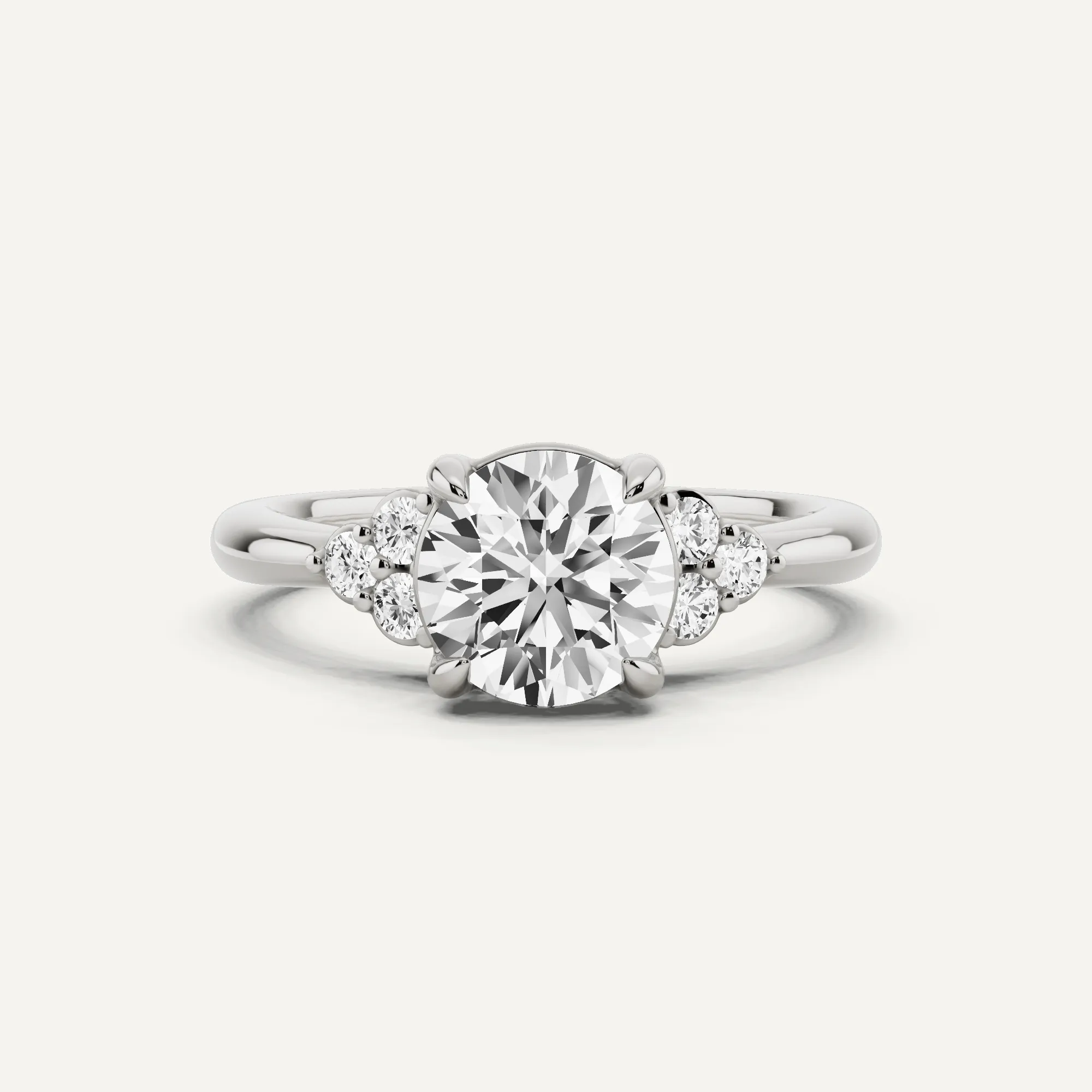 1 1/6 ctw Round Diamond Side Stone Engagement Ring