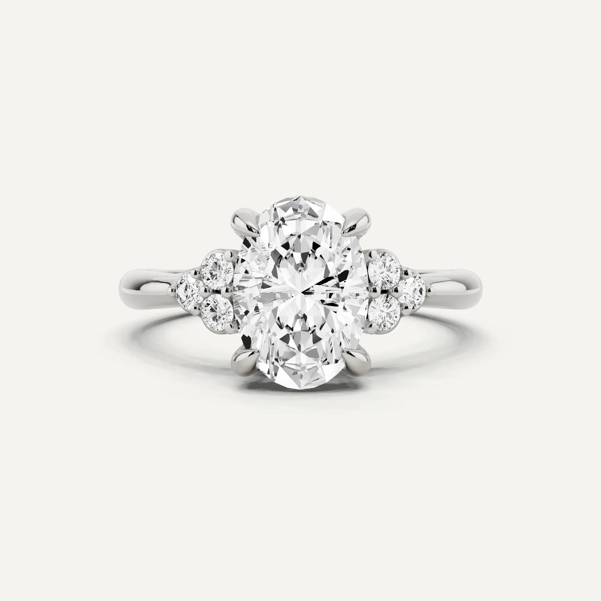 1 2/3 ctw Oval Diamond Side Stone Engagement Ring