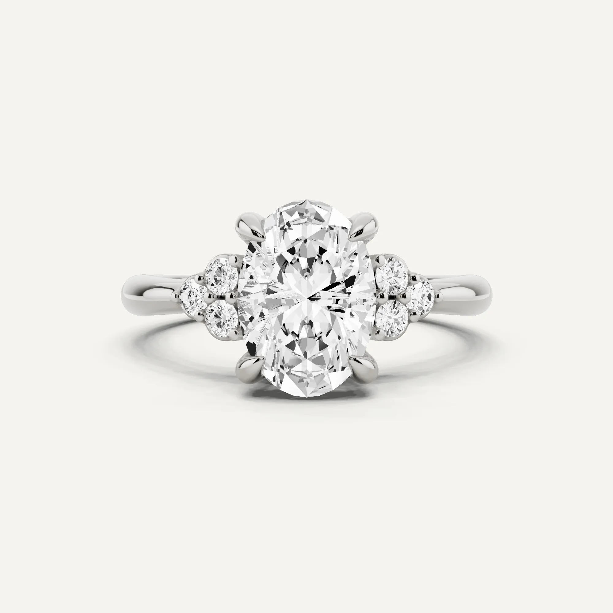 1 2/3 ctw Oval Diamond Side Stone Engagement Ring