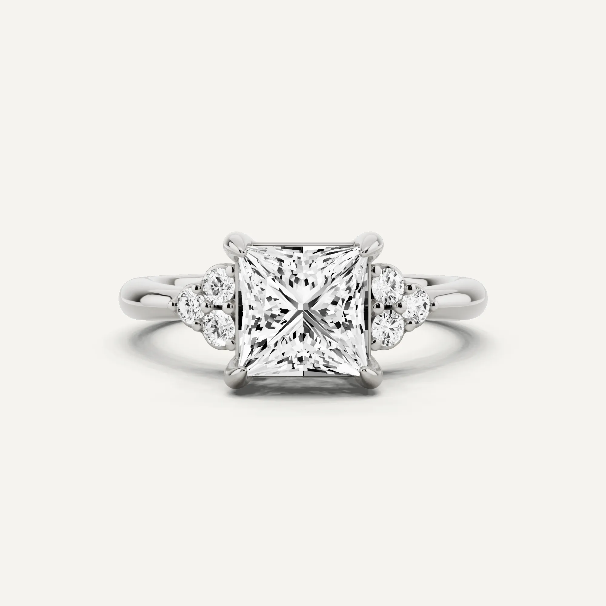 1 2/3 ctw Princess Diamond Side Stone Engagement Ring