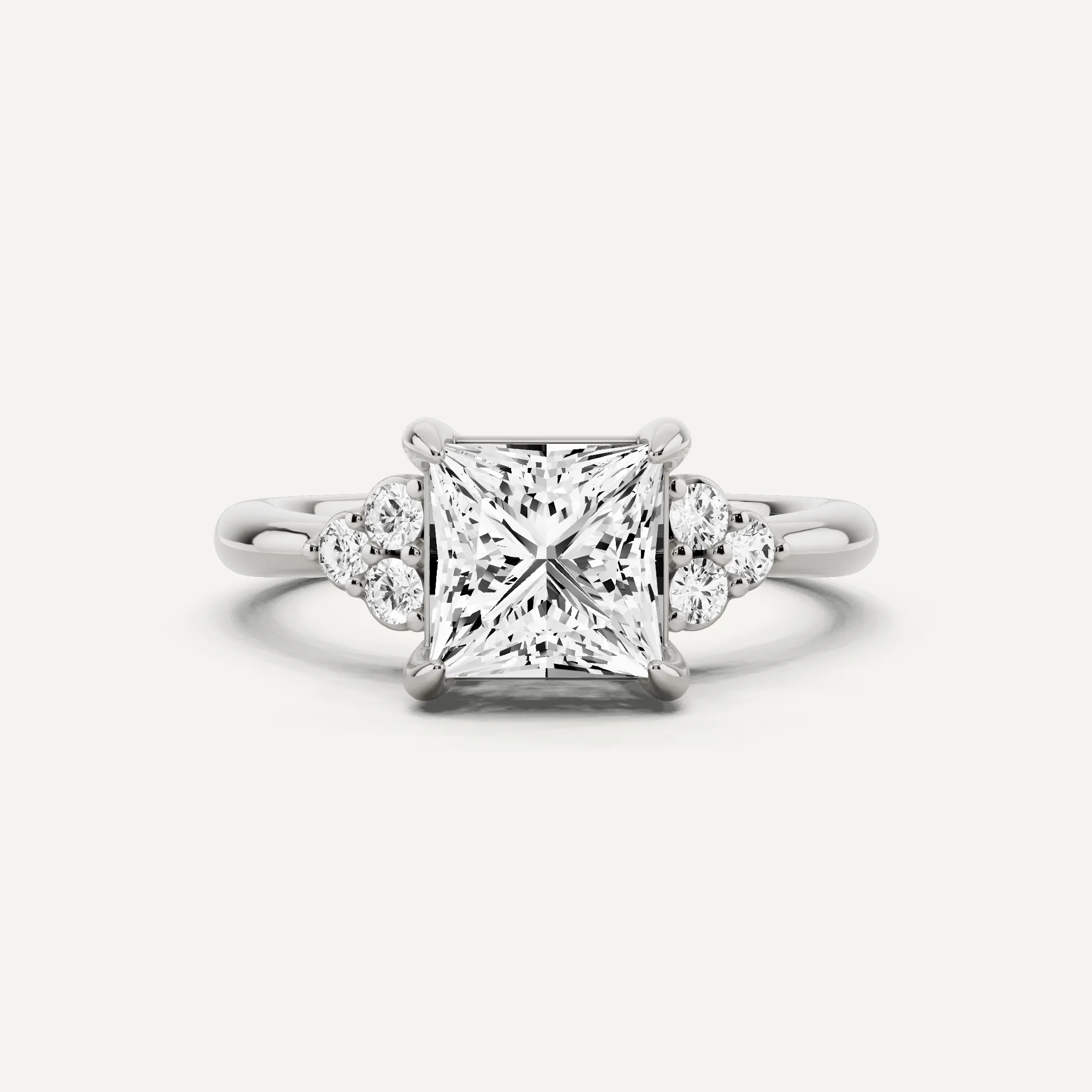 1 2/3 ctw Princess Diamond Side Stone Engagement Ring