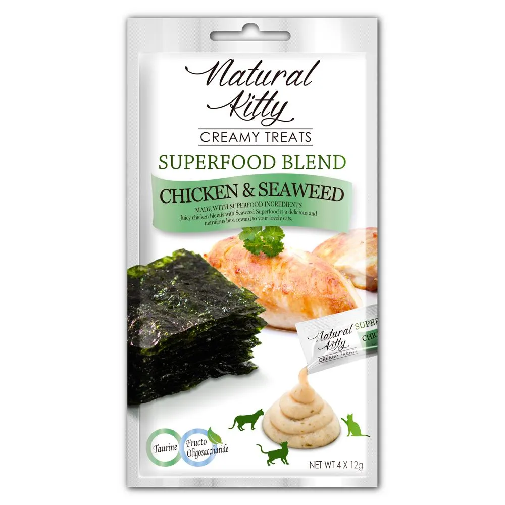 $1.50 OFF (Exp 3Mar25): Natural Kitty Superfood Blend Chicken & Seaweed Creamy Liquid Cat Treats 48g