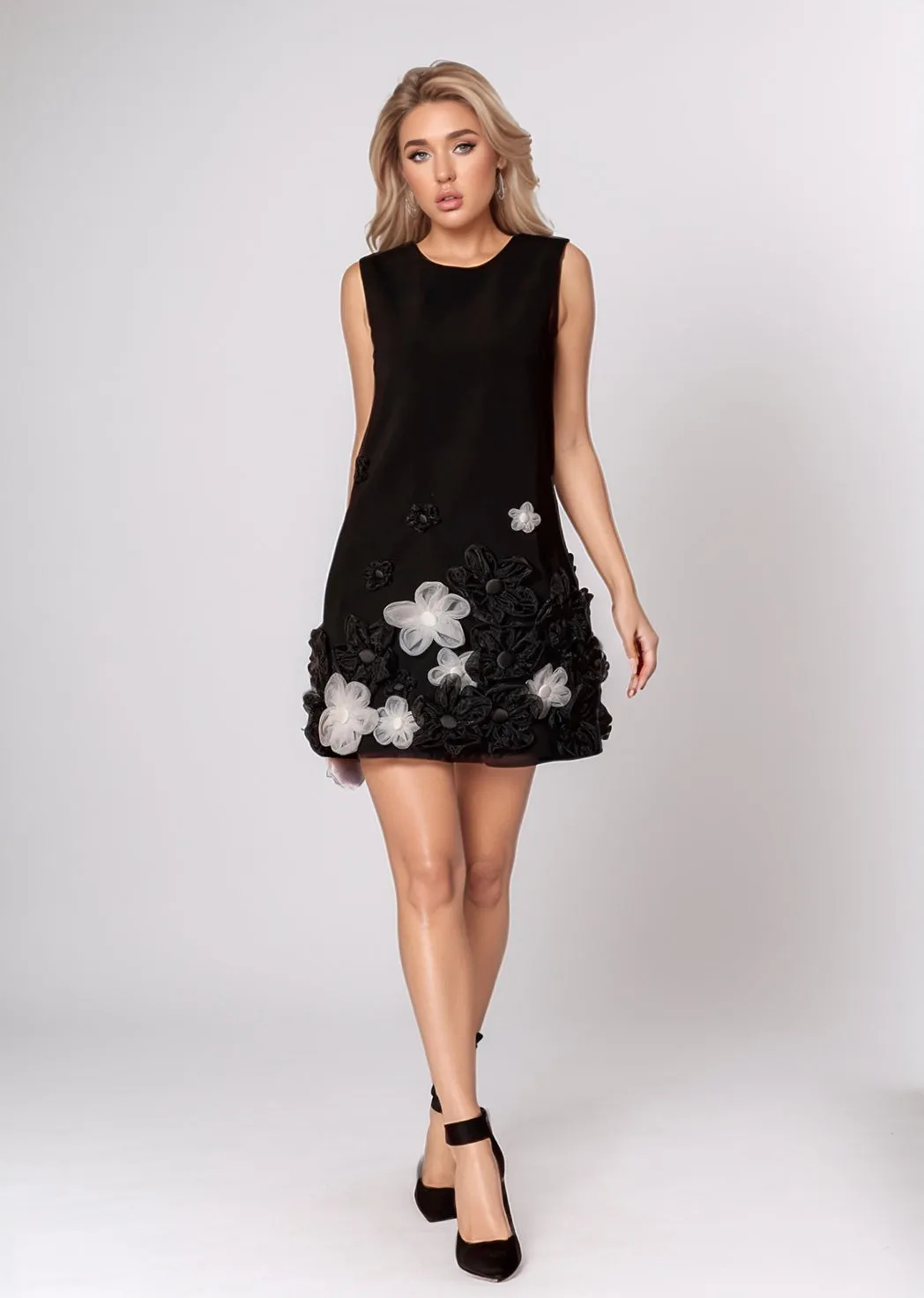 Adelphe 3D Flower Decor Mini Dress