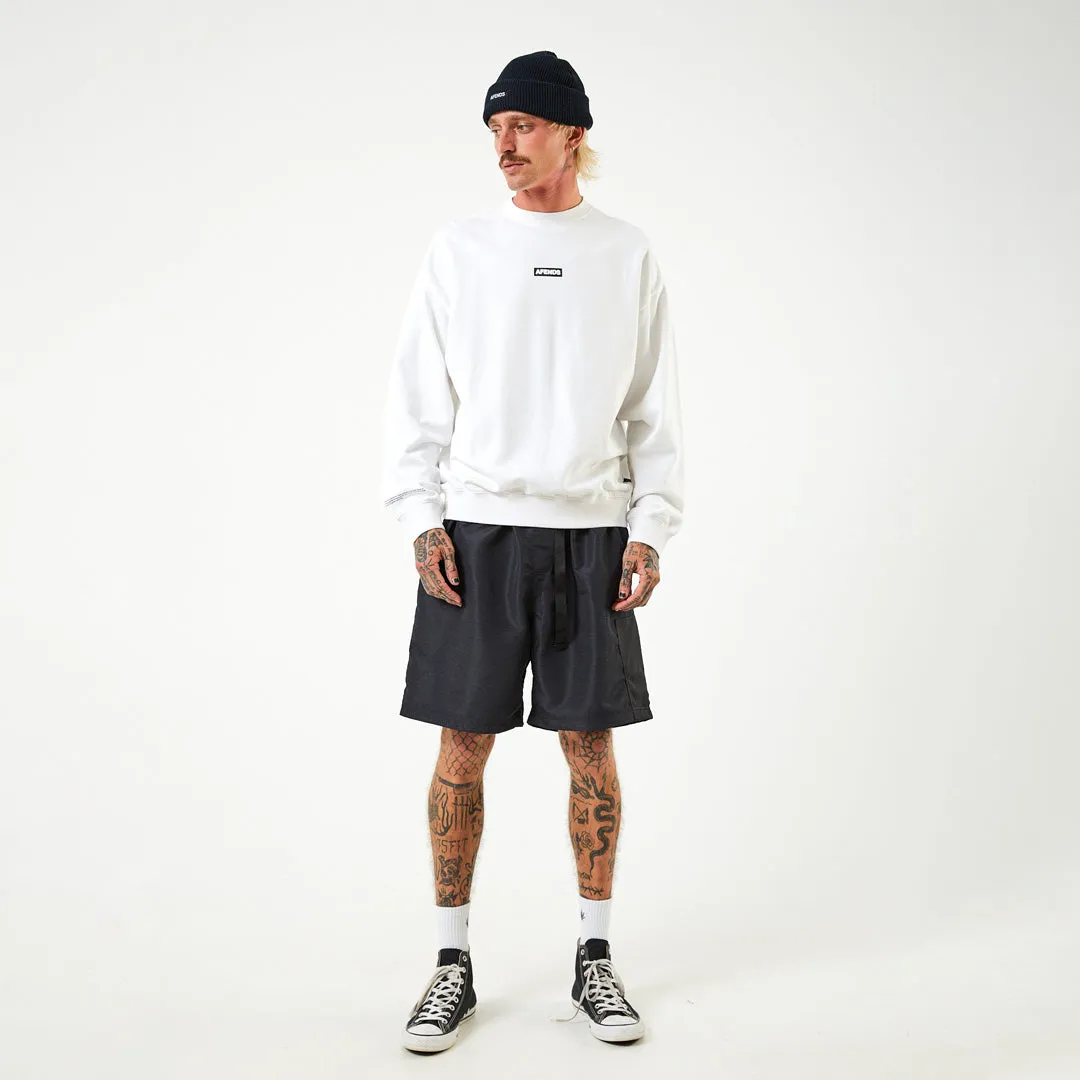 AFENDS Mens Information - Crew Neck Jumper - White