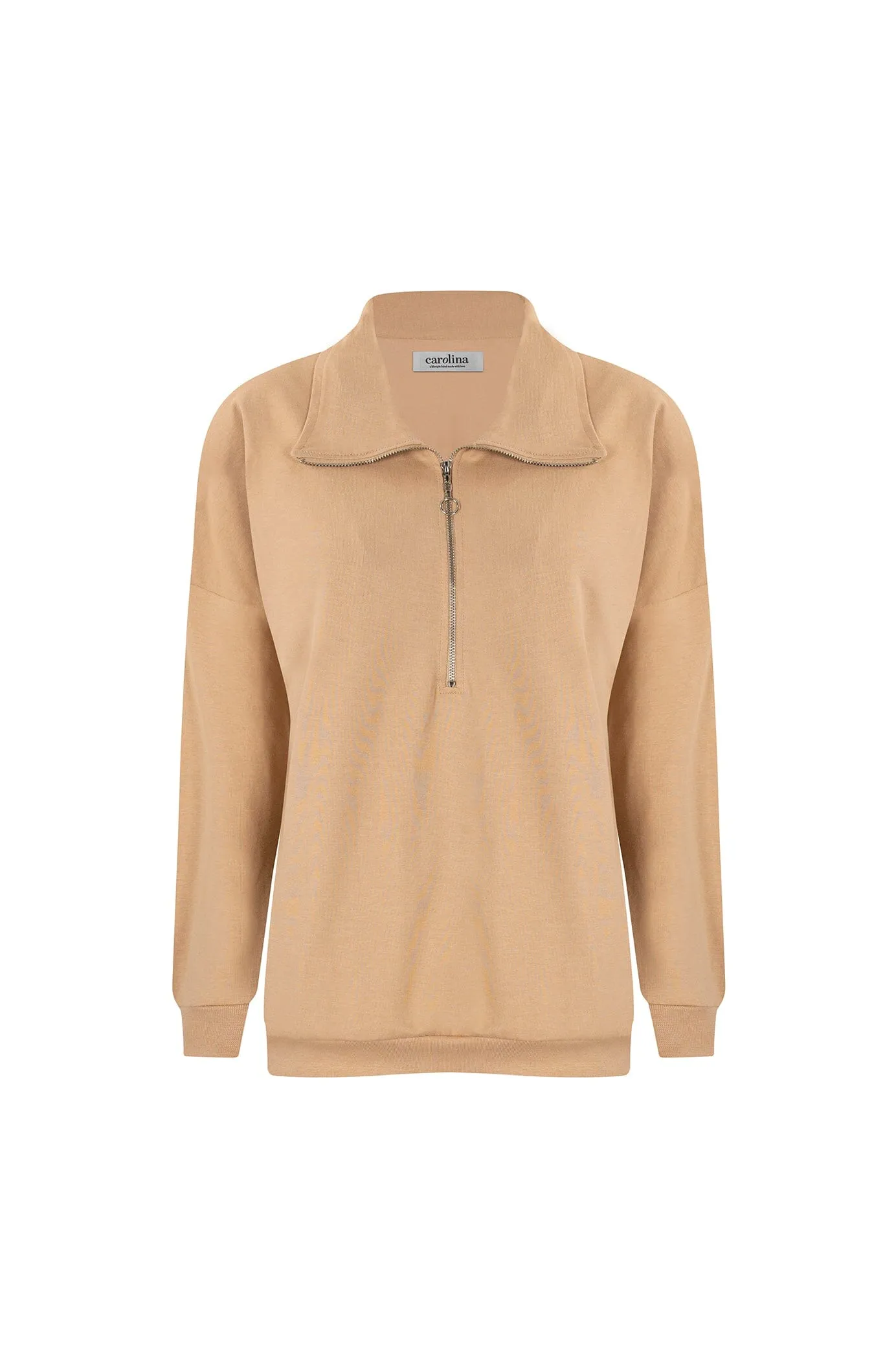 Amara Half Zip Jumper Tan