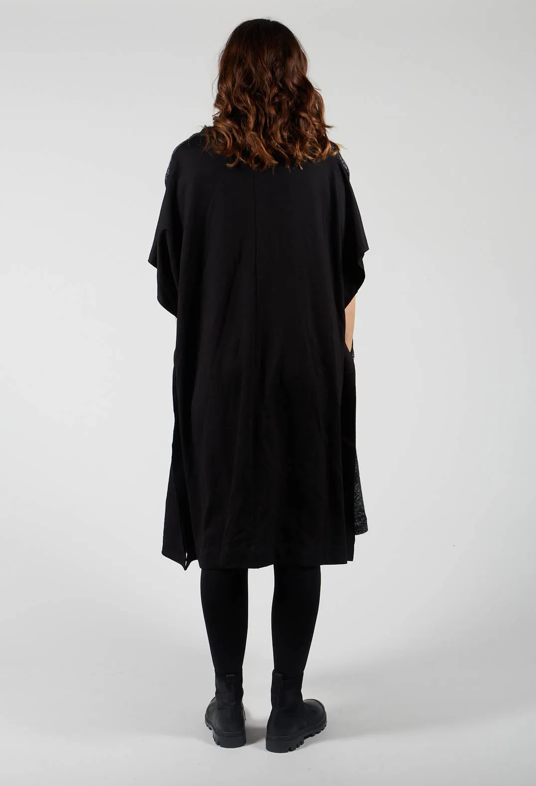 Batwing Dress with Cowl Neck in Black