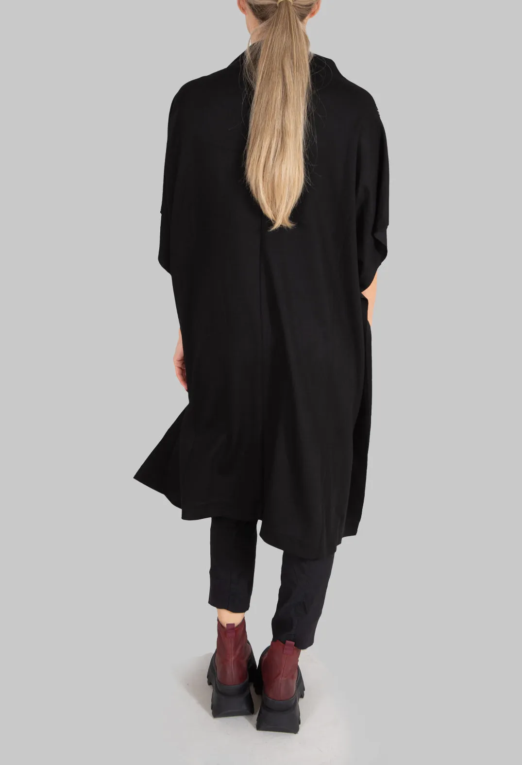 Batwing Dress with Cowl Neck in Black