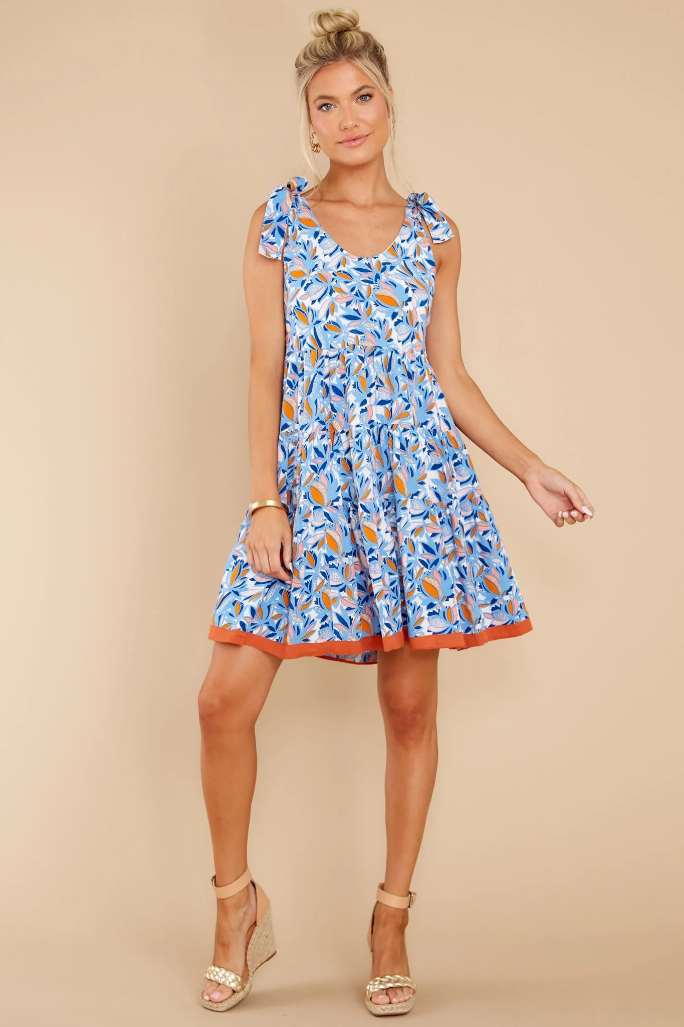 Beat The Heat Blue Multi Print Cotton Dress