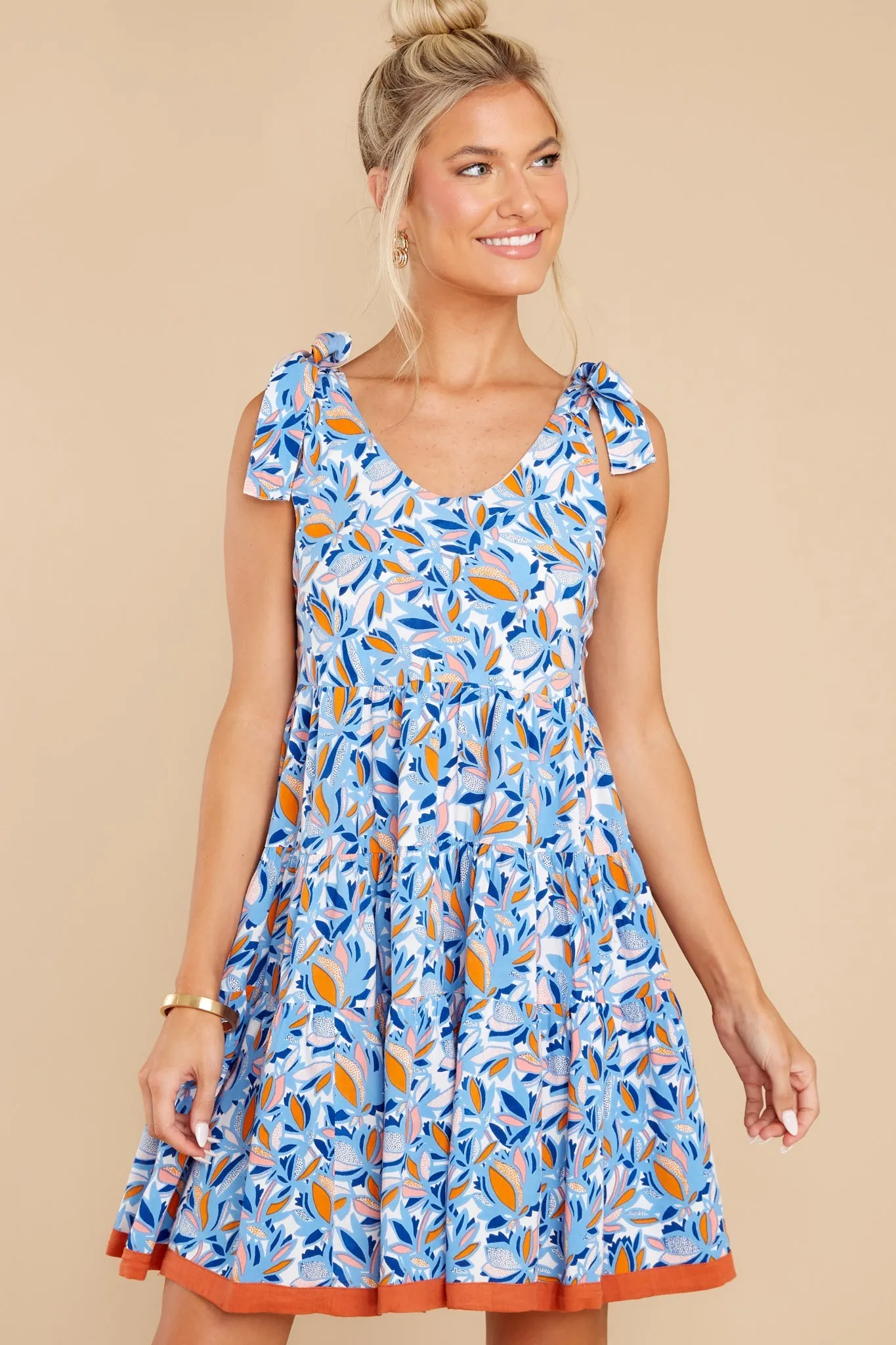 Beat The Heat Blue Multi Print Cotton Dress