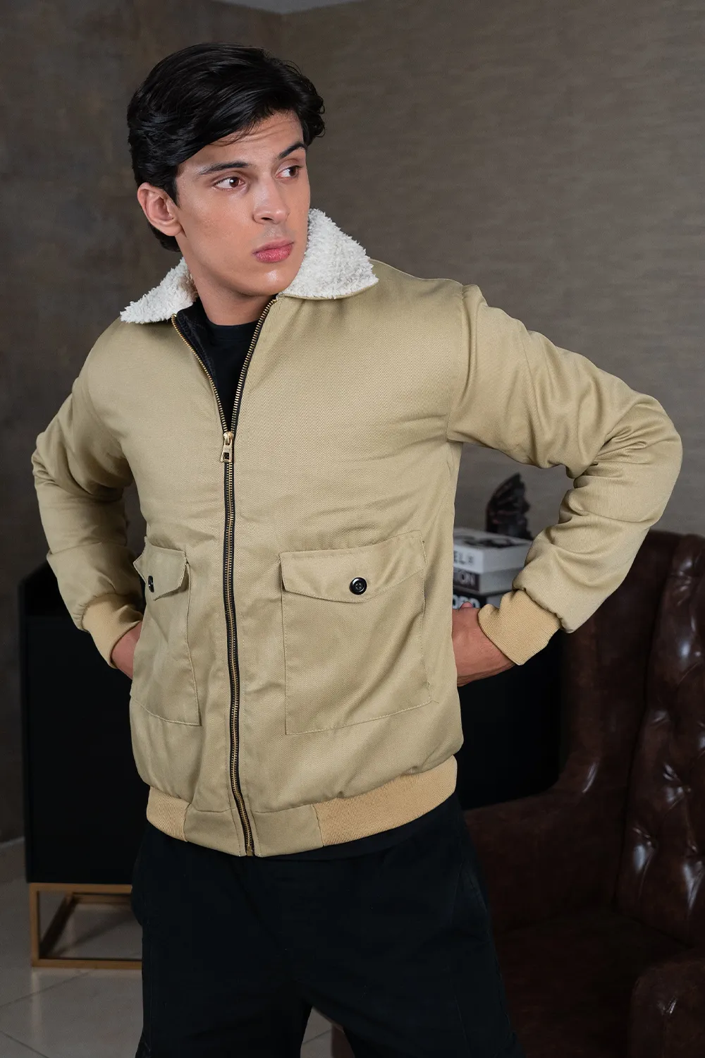 Beige Sherpa Jacket