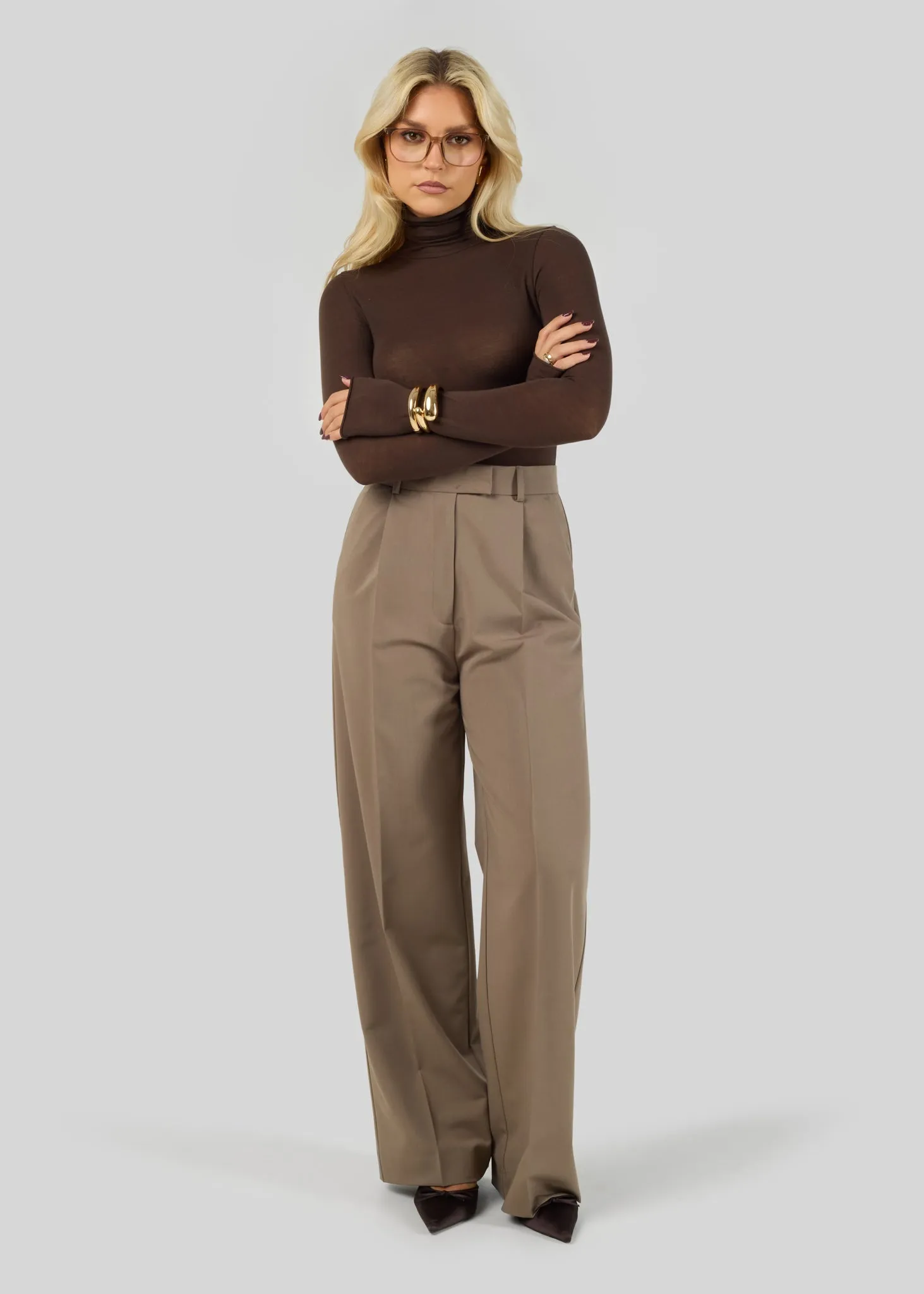 Belle Turtleneck Bodysuit Brown