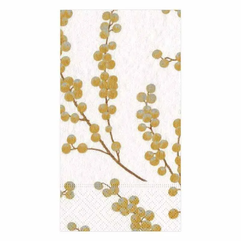 Berry Branches White & Gold Paper Guest Towels