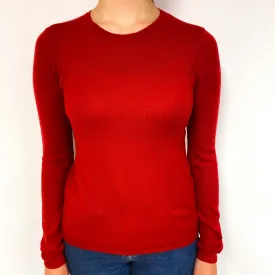 Berry Red Lightweight Cashmere Crew Neck Jumper Small