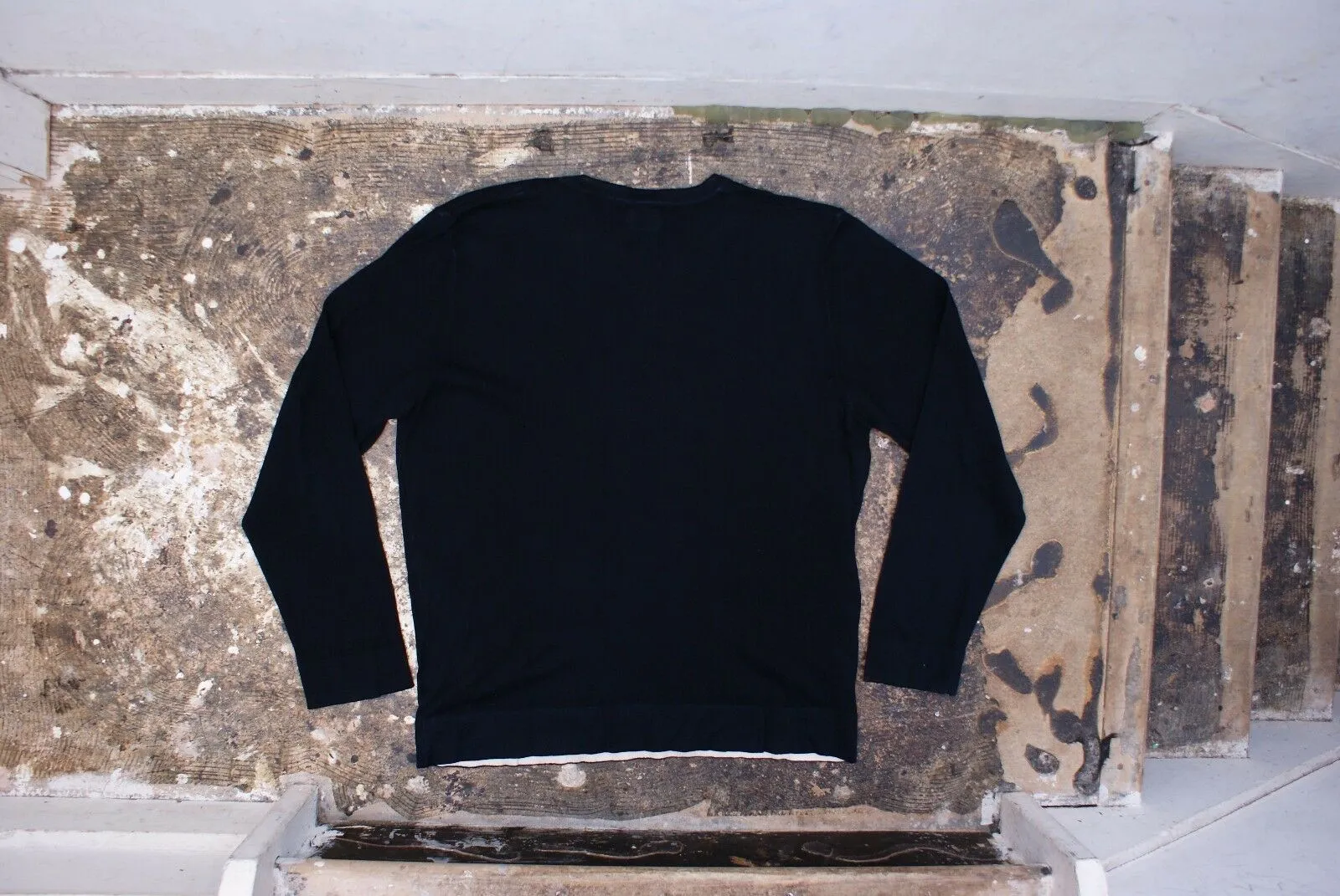 Black Hand Printed Cotton Knit Jumper