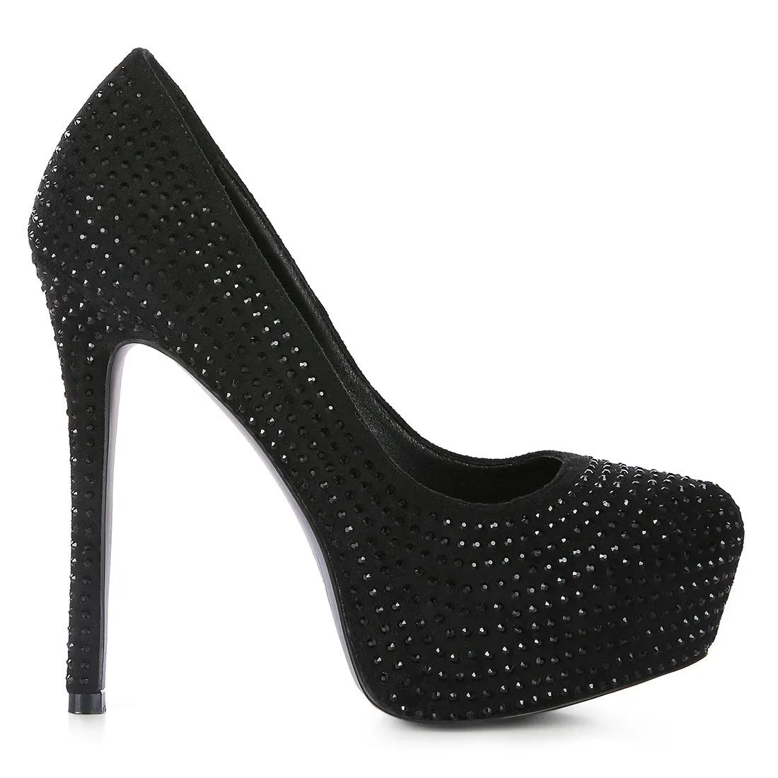 Black Heat Set Diamante Pumps