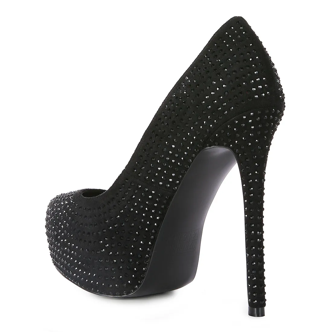 Black Heat Set Diamante Pumps