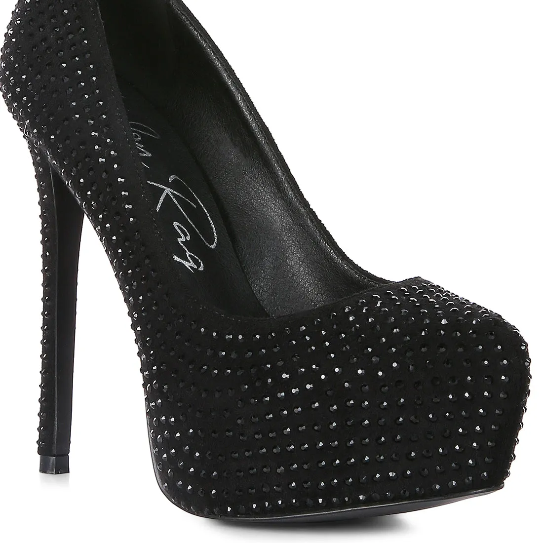 Black Heat Set Diamante Pumps