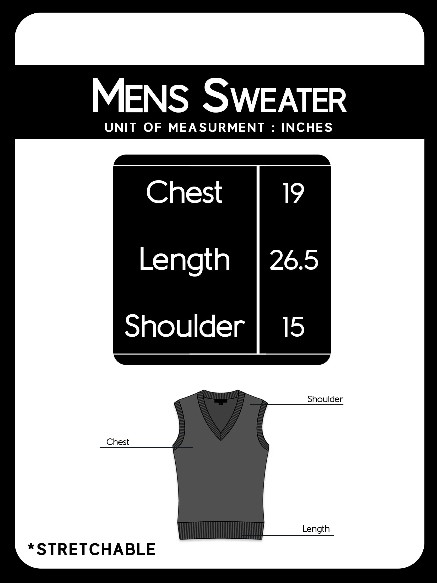 Black Sleeveless Sweater for Men MSW24