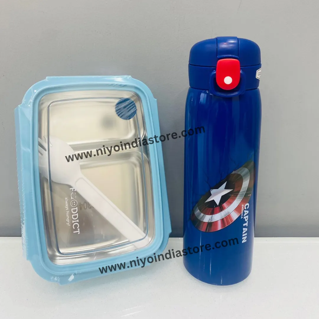 Blue Combo: Lunch Box and Bottle Set