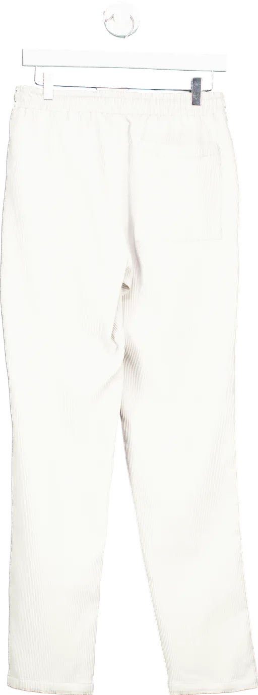 BooHooMan White Ribbed Joggers UK S