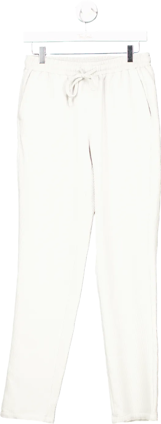 BooHooMan White Ribbed Joggers UK S