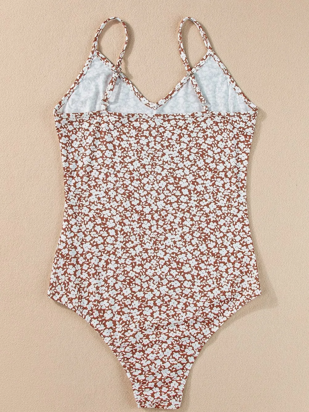 Brown Floral Print Bodysuit