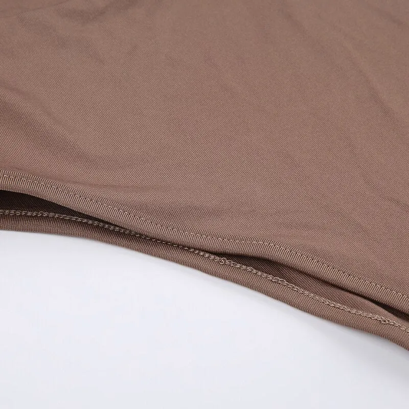 Brown Folds Buttons Long-Sleeve Bodysuit