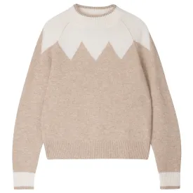 Cashmere Wool Zig Zag Turtle in Cream and Organic Light Brown