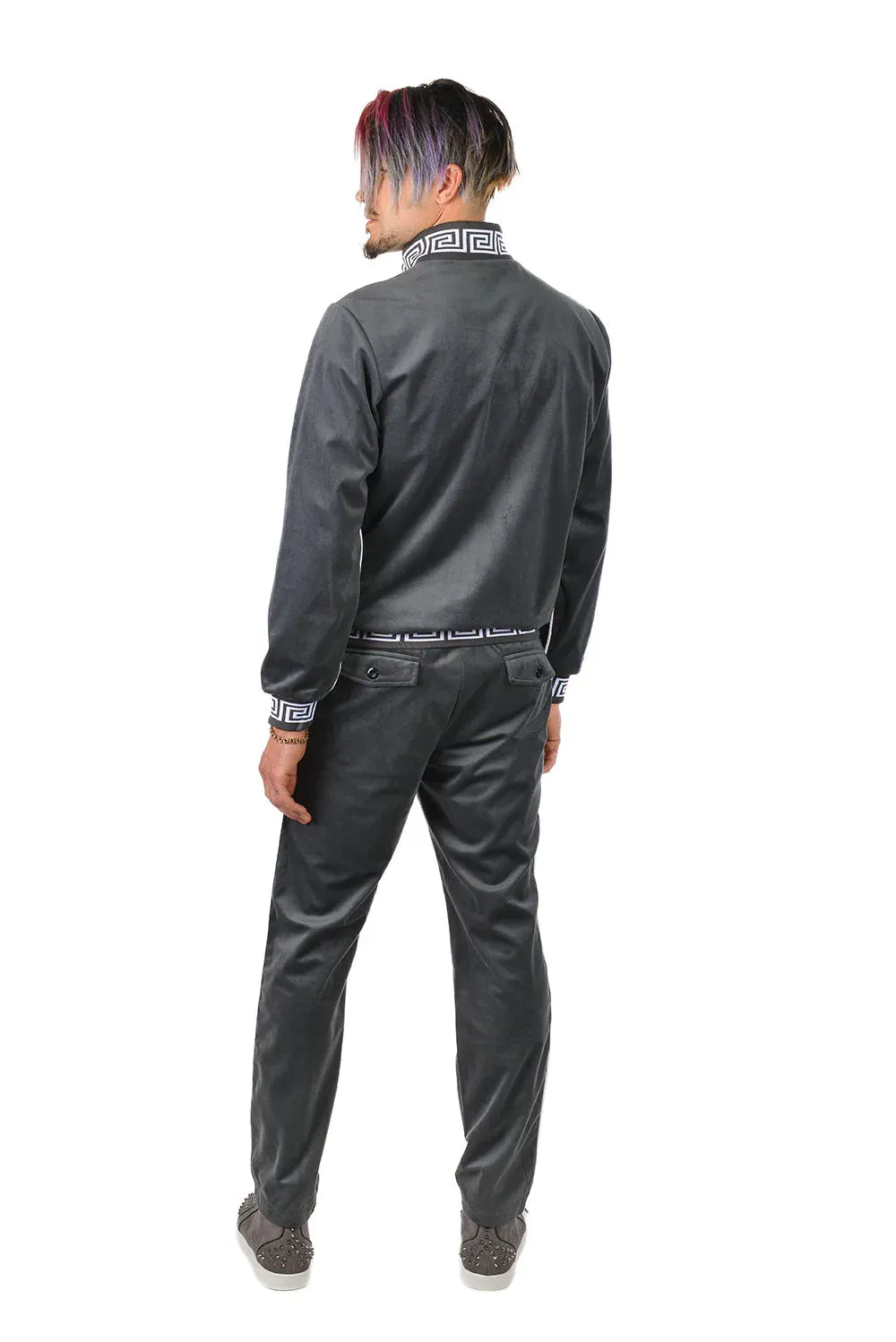 Charcoal Grey Men's Jogging Set Pants and Reversible Jacket Tracksuit Style No: JJ900