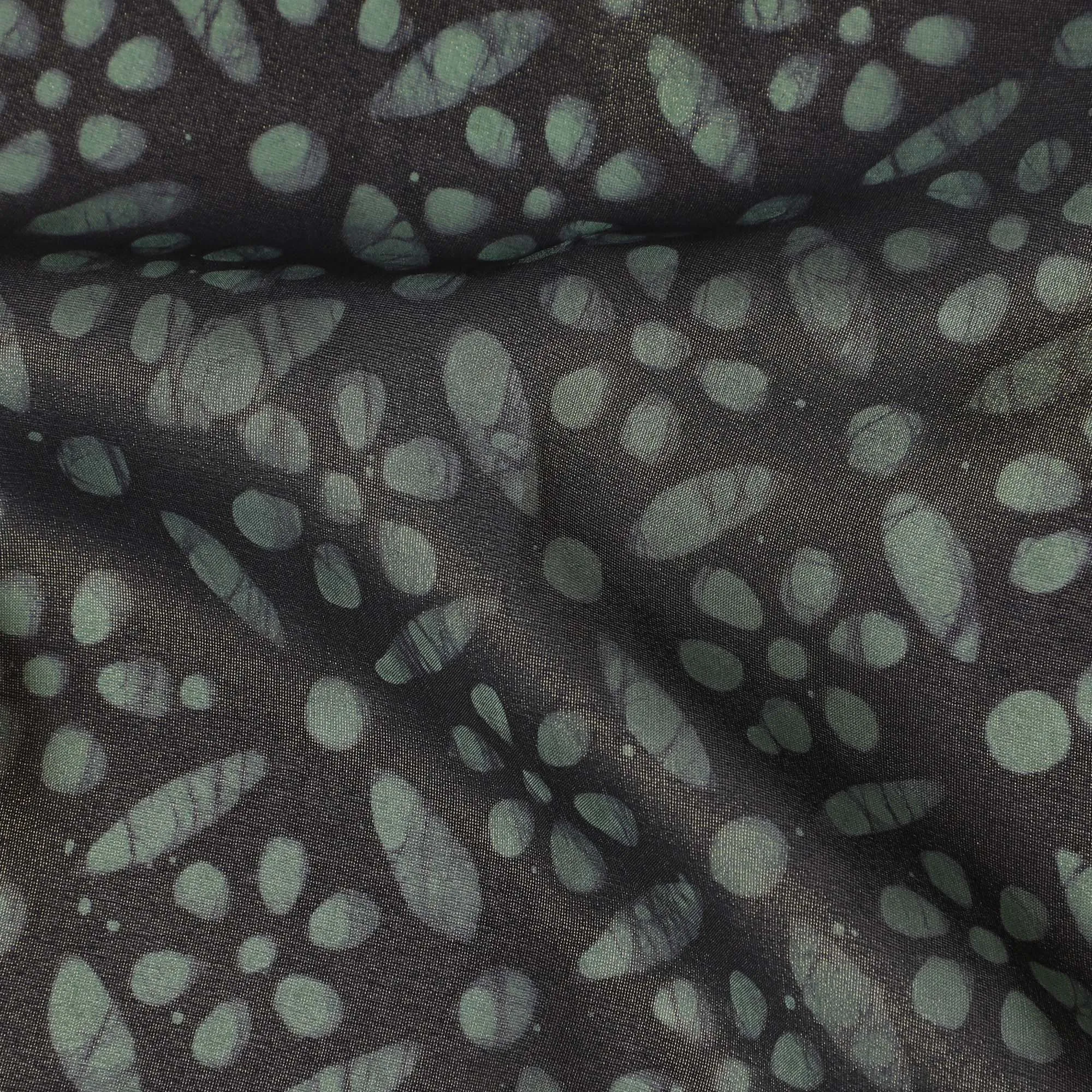 Charcoal Grey Organza Fabric - Abstract Pebble Dot Print, 110cm Width, Contemporary Sheer Elegance-D18944