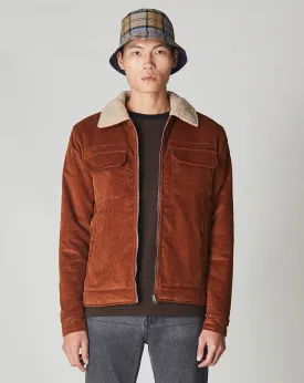 CHIDO CORD SHERPA COLLARED MENS JACKET | GINGER BROWN