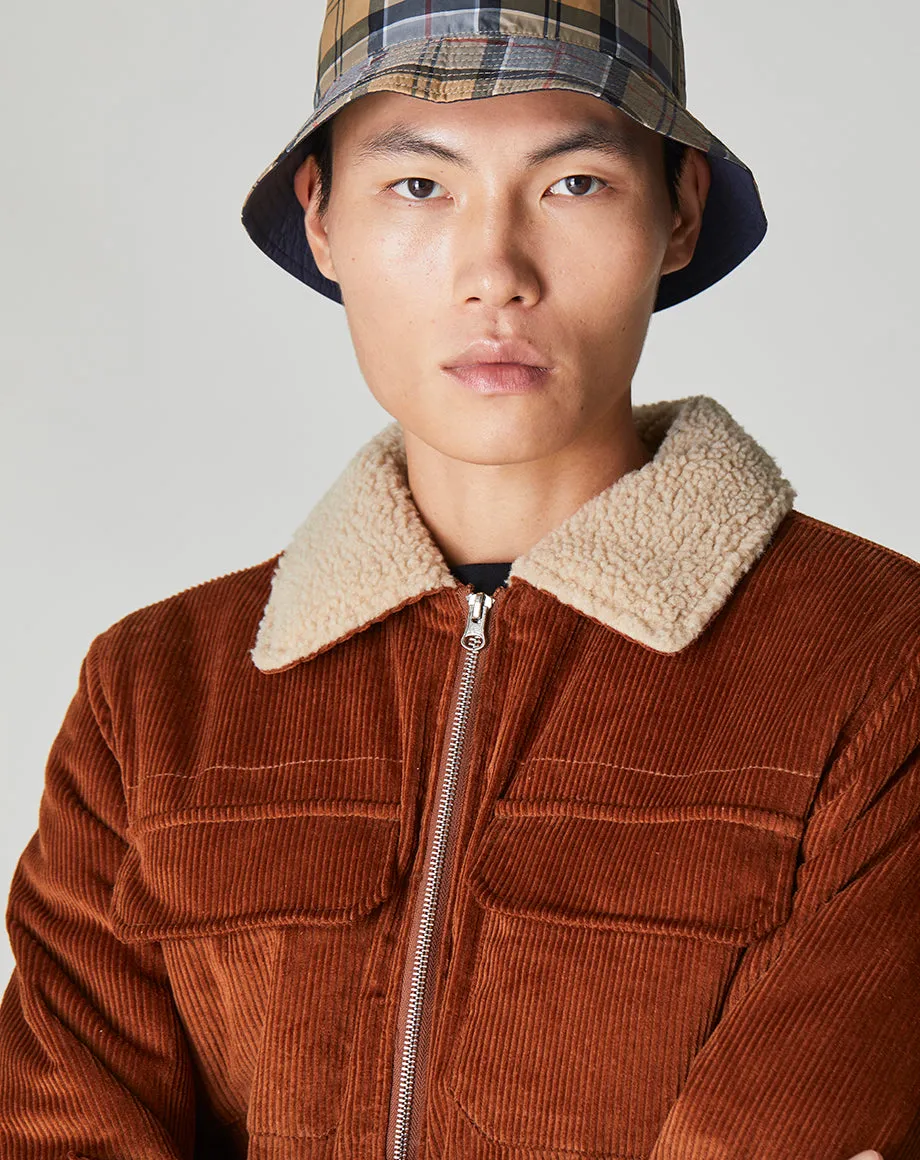 CHIDO CORD SHERPA COLLARED MENS JACKET | GINGER BROWN