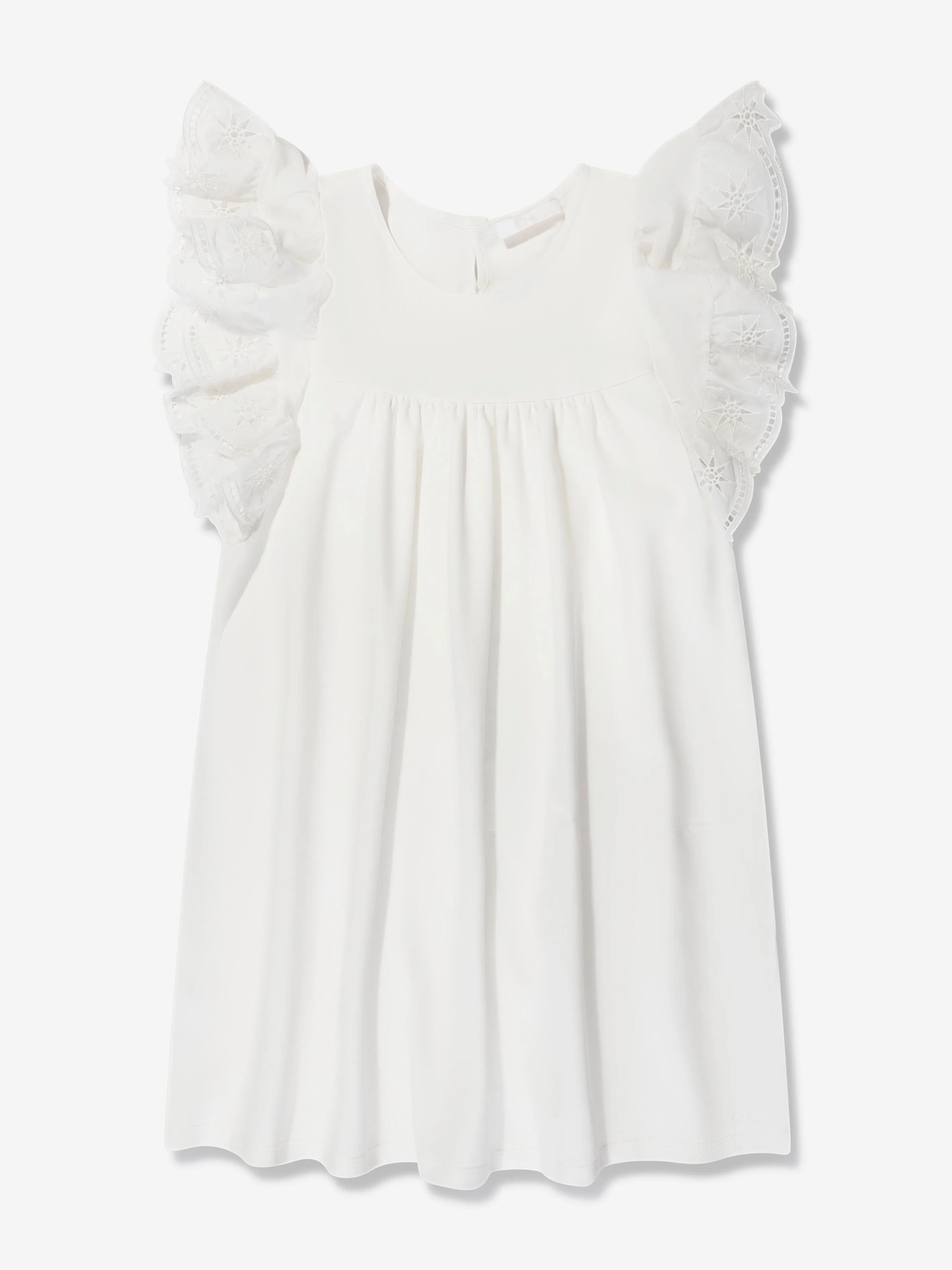 Chloé Girls Ruffle Dress in White