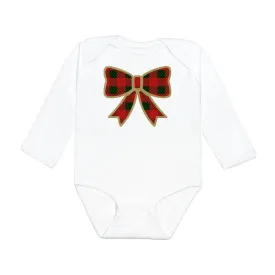 Christmas Plaid Bow Long Sleeve Bodysuit