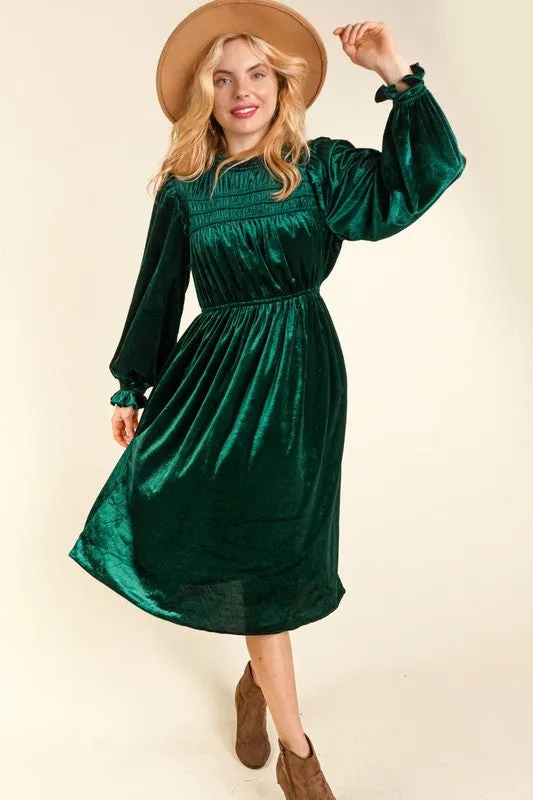 Christmas Velvet Dress- Hunter Green or Burgundy