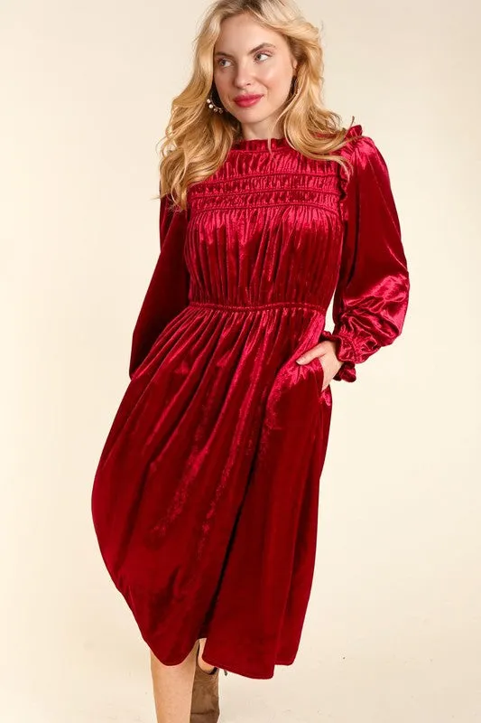 Christmas Velvet Dress- Hunter Green or Burgundy