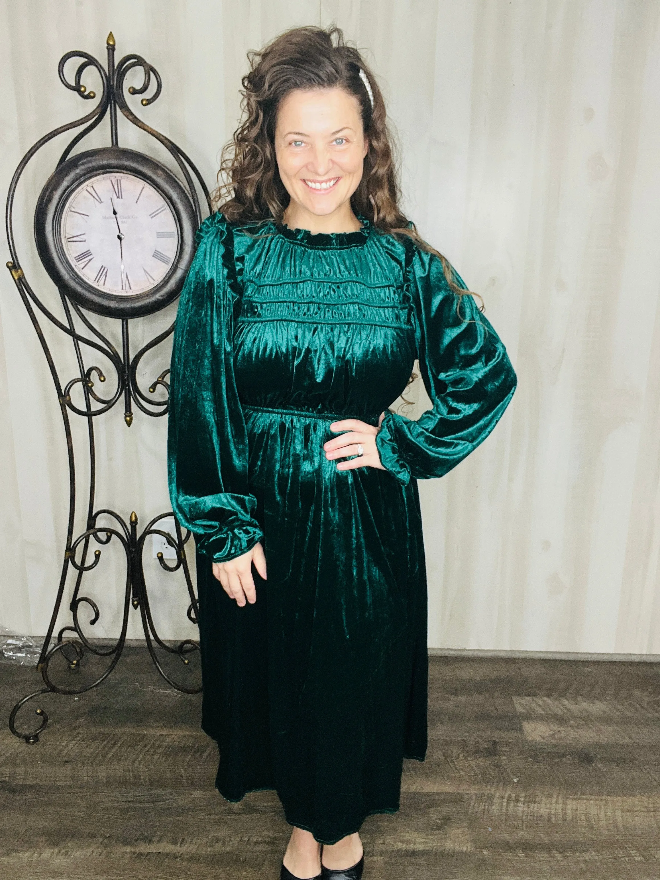 Christmas Velvet Dress- Hunter Green or Burgundy