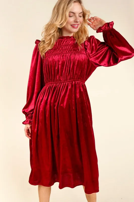 Christmas Velvet Dress- Hunter Green or Burgundy