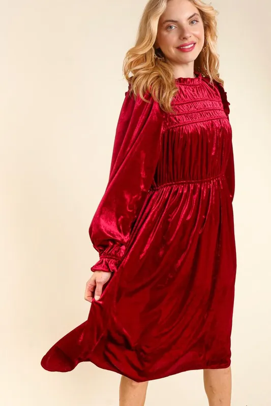 Christmas Velvet Dress- Hunter Green or Burgundy