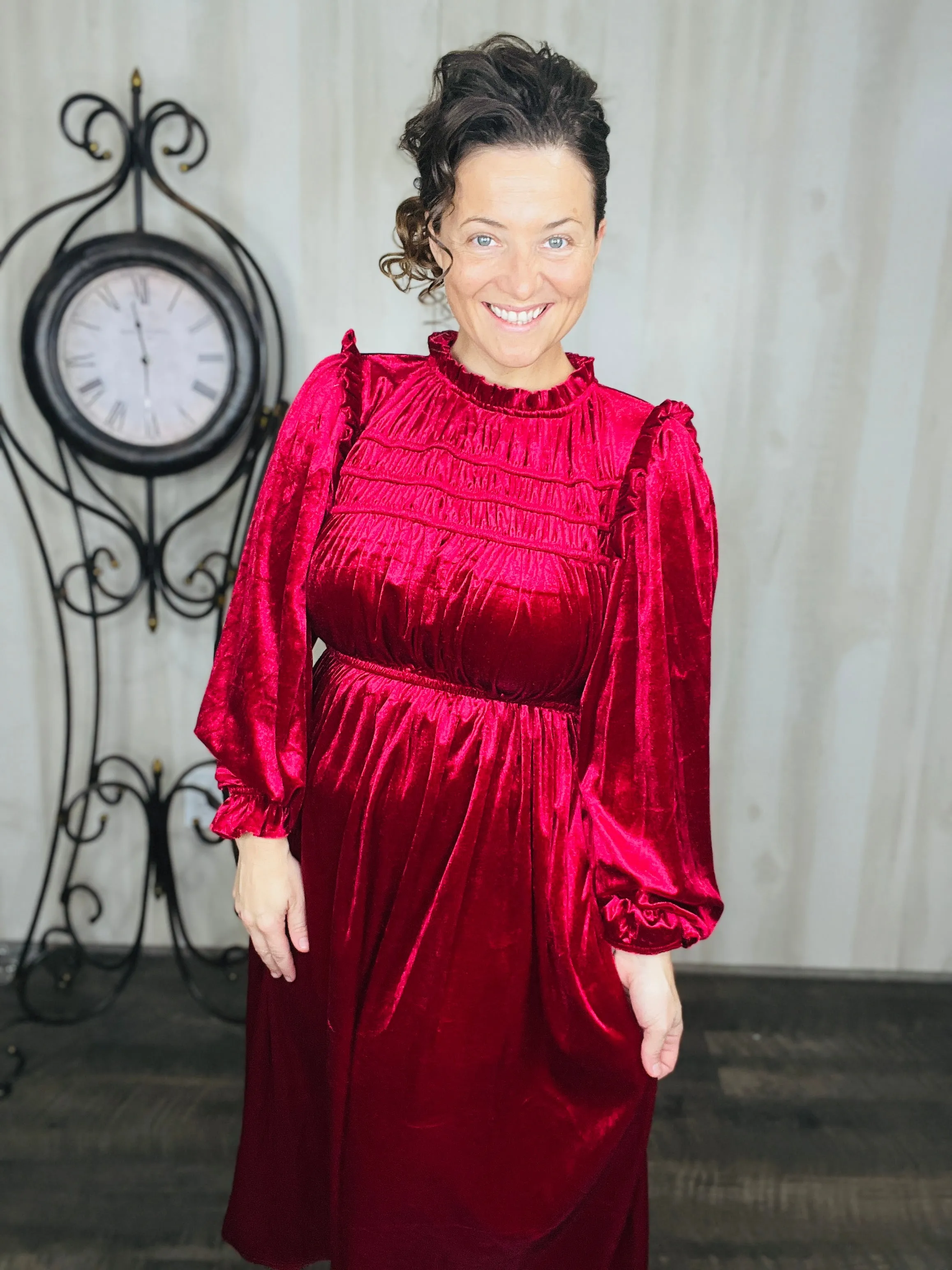 Christmas Velvet Dress- Hunter Green or Burgundy