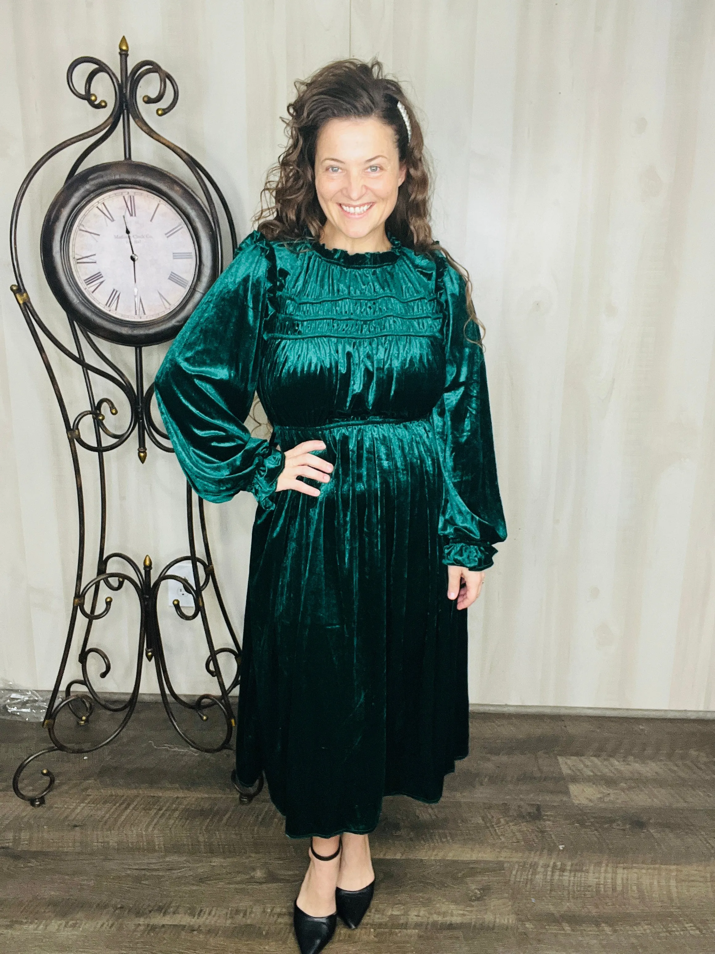 Christmas Velvet Dress- Hunter Green or Burgundy