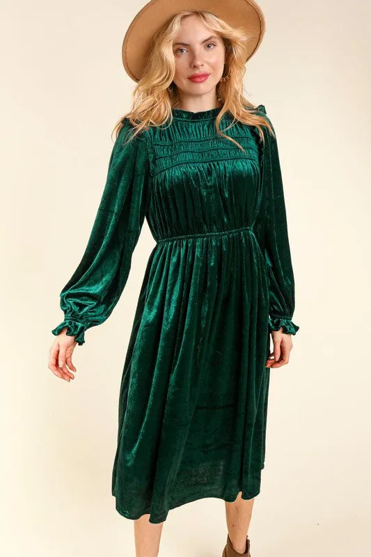 Christmas Velvet Dress- Hunter Green or Burgundy