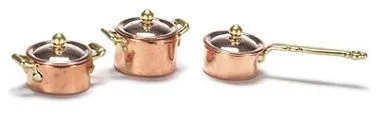 Copper Pot Set, Two Tone, 6 pc Set