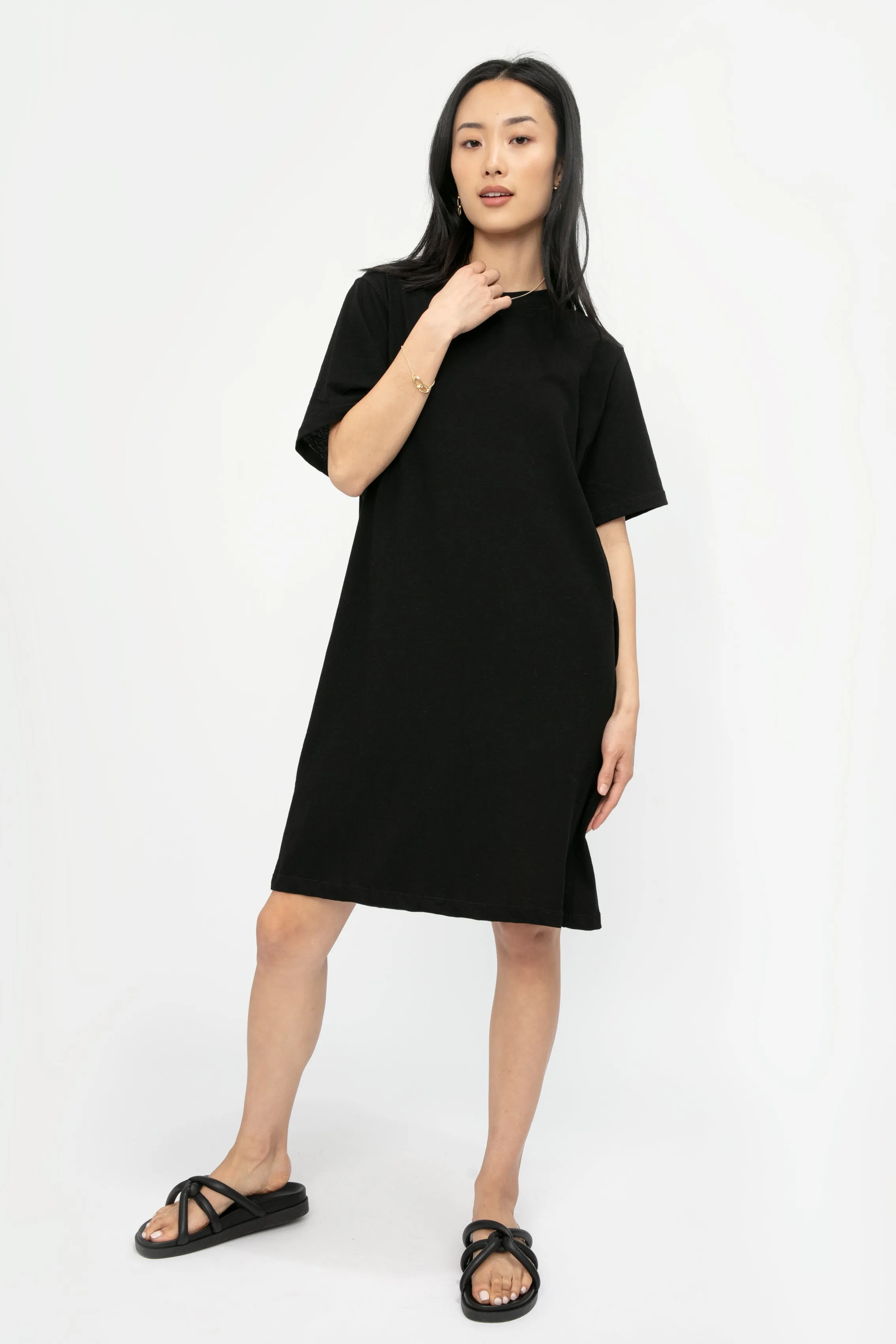 Cotton T-Shirt Dress in Black