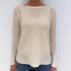 Cream Cashmere Boat Neck Jumper Small