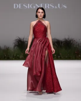 Crimson Cascade Dress